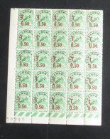 ALGERIE - 1944 - Taxe TT N°YT. 28 - 0,50 Sur 20c Vert-jaune - Bloc De 25 Bord De Feuille - Neuf Luxe ** / MNH - Portomarken