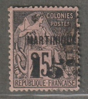 MARTINIQUE - N°17A Obl (1888-91) 15 Sur 25c . Chiffre 5 Penché. - Usados