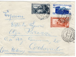 1952 Repubblica STORIA POSTALE Busta Affr. 60+25+5 Cat. +220 - 1946-60: Storia Postale