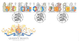 1998 Queen's Beasts (2) Unaddressed FDC Tt - 1991-2000 Decimal Issues
