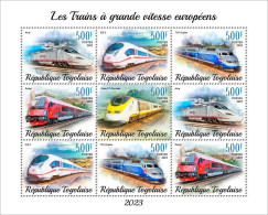 Togo 2023, High Speed Trains, 9val In BF - Treinen