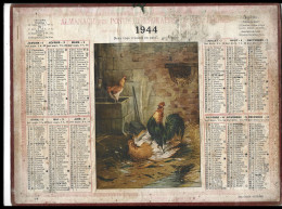 Almanach  Calendrier  P.T.T  -  La Poste -  1944  - Deux Coqs Vivaient  En Paix  - Boudier - Big : 1941-60