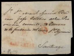 E-PREFILATELIA. 1843. Santiago / Galicia / Coruña. Carta Con Fechador Llegada Al Dorso Y Marca En Rojo: P / De / Carteri - Other & Unclassified