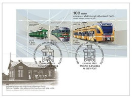Estonia Estland Estonie 2024 100 Years Since The First Electric Train Ride In Estonia FDC - Treinen