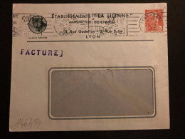 LETTRE Ets LA LIONNE TP M DE GANDON 12F OBL.MEC.24-4 1952 LYON GARE (69) - Storia Postale