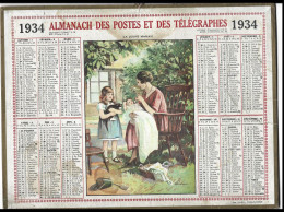 Almanach  Calendrier  P.T.T  -  La Poste -  1934  - La Jeune Maman - Grand Format : 1921-40