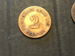 Münze Münzen Umlaufmünze Deutschland Kaiserreich 2 Pfennig 1875 Münzzeichen C - 2 Pfennig