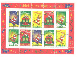 BLOC FEUILLET 21 - 10 Timbres - Meilleurs Voeux - Père Noel - Oblitérés