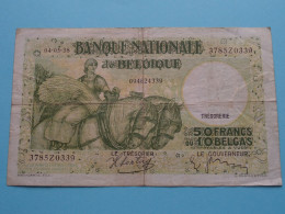 50 Francs Ou 10 BELGAS - 3785Z0339 / 094624339 ( 04-05-38 ) > ( Zie SCANS Voor Detail ) België / Belgique / Belgium ! - 50 Francos-10 Belgas