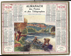 Almanach  Calendrier  P.T.T  -  La Poste -  1928  -  Pecheurs A L'epervier Dans La Ceuse - Big : 1921-40