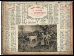 Almanach  Calendrier  P.T.T  -  La Poste -  1926  - Idylle Champetre - Tamaño Grande : 1921-40