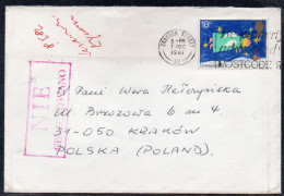 POLAND 1981 SOLIDARITY SOLIDARNOSC PERIOD MARTIAL LAW NIE CENZUROWANO NOT CENSORED MAUVE CACHET ENGLAND TO KRAKOW - Cartas & Documentos