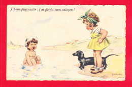 Illust-1774A59  JANSER, Enfants à La Plage, "je Ne Peux Plus Sortir, J'ai Perdu Mon Caleçon", Cpa BE - Janser