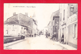 F-79-Sauze Vaussais-07Ph52 La Rue De L'église, Café Bourgouin, Café Bonin, Cpa - Sauze Vaussais