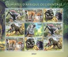 Togo 2023, Animals, African Monkey, 9val In BF - Gorilles