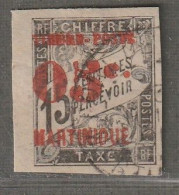 MARTINIQUE - N°24 Obl (1891-92) Timbres-taxe Surchargé : 05 Sur 15c Noir - Used Stamps