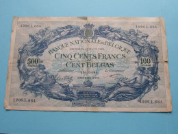 500 Cent Francs / 100 Belgas 1206.L.684/30135684 > 25 Juin 1942 ( Zie SCANS Voor Detail ) België / Belgique / Belgium ! - 500 Franchi-100 Belgas