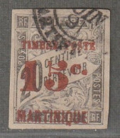 MARTINIQUE - N°25 Obl (1891-92) Timbres-taxe Surchargé : 15 Sur 20c Noir - Usados