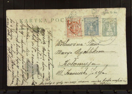 Polen: Ganzsachen-Postkarte Mit POLSKA 50 F Und Zusatz-Marken 25 H Und 1 Mk Um 1920 - Covers & Documents