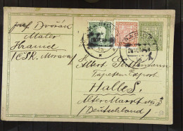 Tschechien: Ganzsachen-Postkarte Mit 50 Heller Und Zusatz-Marken 20 H Und 50 H Vom 10.6.1930 Aus HRANICE Nach Halle - Lettres & Documents