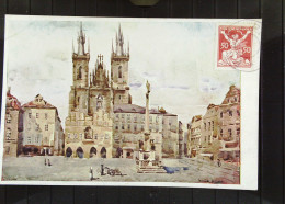 Tschechien: Künstlerkarte Mit Gemälde Von PRAG Mit 50 H Auf Bildseite Ohne Anschrift - Briefe U. Dokumente