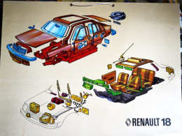 Rare Planche étude éclaté Voiture Renault 18 De 1978 Format 50 X 38 Cm - Voitures