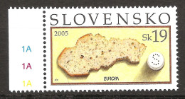 Slovaquie Slovensko 2005 N° 444 ** Europa, Emission Conjointe, Gastronomie, Tranche De Pain, Sel, Salière, Mie, Carte - Ungebraucht