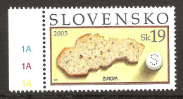 Slovaquie Slovensko 2005 N° 444 ** Europa, Emission Conjointe, Gastronomie, Tranche De Pain, Sel, Salière, Mie, Carte - Ongebruikt