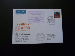 Lettre Premier Vol First Flight Cover Hong Kong Frankfurt Airbus A380 Lufthansa 2015 - Cartas & Documentos