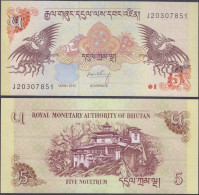 BHUTAN - 5 Ngultum 2015 P# 28c Asia Banknote - Edelweiss Coins - Bhután