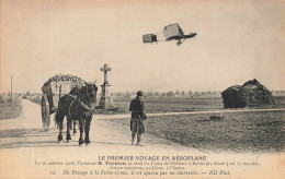 Aviation * 30 Octobre 1908 Aviateur H. FARMAN Se Rend Au Camp De Chalons à Reims * Avion Farman * Passage Petite Croix - Camp De Châlons - Mourmelon
