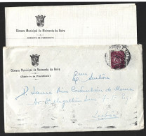 Carta Câmara Moimenta Da Beira. Obliteração De Moimenta Da Beira De 1947. Stamp Caravelas.Letter Moimenta Da Beira. - Lettres & Documents