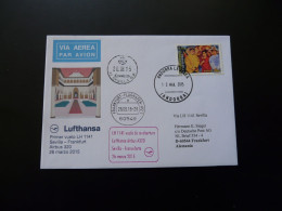 Lettre Premier Vol First Flight Cover Sevilla Frankfurt Airbus A320 Lufthansa 2015 - Lettres & Documents