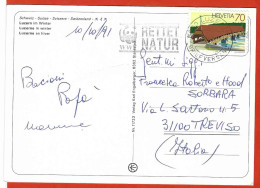 Svizzera, Switzerland, Suisse 1991; Lucerne Covered Bridge + Nameplate To Italy; Postcard Lucerna Con Il Ponte. - Ponti