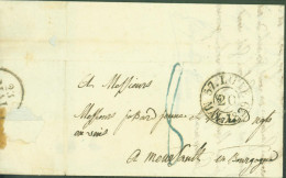 Nord Essai Rond 57 Lille AVRIL 1829 (13) Pour Meursault Bourgogne Taxe Manuscrite 8 Bleue Dateur Arrivée 23 MAI 1829 - 1801-1848: Précurseurs XIX