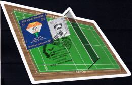 SPORTS- BADMINTON- UNUSUAL - ODD SHAPED -PICTURE POST CARD - INDIA POST - PICTORIAL CANCEL-BX4-35 - Badminton