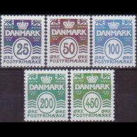 DENMARK 2005 - Scott# 1338-42 Wavy Stamps Cent. 25-450o MNH - Neufs