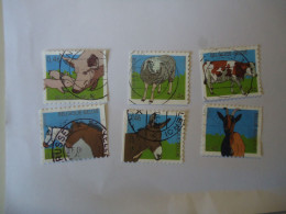 BELGIUM  USED   STAMPS   6  ANIMALS  COW HORSHES - Farm