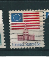 N°1076a Drapeau Américain   Etats-Unis 13c., Bleu, Rouge Et Carmin-brun 1975  Timbre USA - Gebraucht