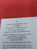 Doodsprentje Frans Vervloet / Walem 15/11/1930 Mechelen 25/4/1978 ( Maria Cop ) - Religion & Esotérisme