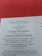 Doodsprentje Rosalia Van Campen / Berendrecht 24/9/1900 Kapellen 24/4/1978 ( Petrus Ludovicus Baeten ) - Religion & Esotérisme