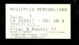 Biglietto Di Ingresso Cinema - Film Lo Hobbit  - Movieplex Di Mercogliano - Avellino - Biglietti D'ingresso