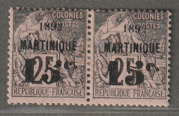 MARTINIQUE - N°28b * (1892) 15c Sur 25c Noir Sur Rose : Chiffre 5 Penché TàN Signé Brun - Neufs