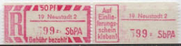 DDR Einschreibemarke Neustadt SbPA Postfrisch, EM2B-19-2zII Zh - Labels For Registered Mail