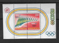1968 MNH Indonesia Block 12 Olympic Games, Postfris** - Summer 1968: Mexico City