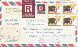 Canada Security Registered Air Mail Cover Sent To Denmark 24-3-1994 See Scans - Luftpost