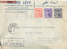EGYPTE JUDAÏCA LETTRE ISIDORE LEVY 22 BIS AVENUE FOUAD ALEXANDRIE JUDAISME JEWISH JEW STAMP  - Covers & Documents