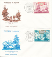 French Polynesia FDC 15-4-1976 American Independence Set Of 2 On 2 Covers With Cachet - FDC