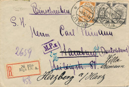 BF0451 / LETTLAND  -  RIGA  -  1919  ,  R-Brief Nach Herzberg  -  Michel 10c , 2x 11c - Lettonie