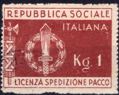 R.S.I -FRANCHIGIA MILITARE  BRUNO ROSSO DELLA SERIE "EMBLEMI DELLA R.S.I" SASS.1 USATO CON DISCRETA CENTRATURA  CV 300++ - Oblitérés